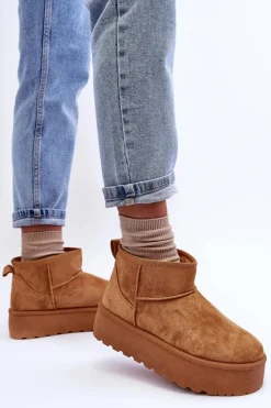 Zamszowe Śniegowce Na Platformie Brązowe Corcoran