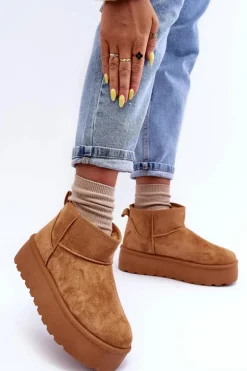 Zamszowe Śniegowce Na Platformie Brązowe Corcoran