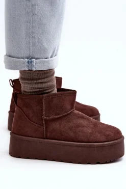 Zamszowe Śniegowce Na Platformie Brązowe Corcoran