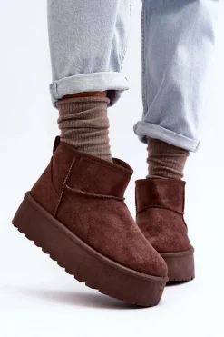 Zamszowe Śniegowce Na Platformie Brązowe Corcoran