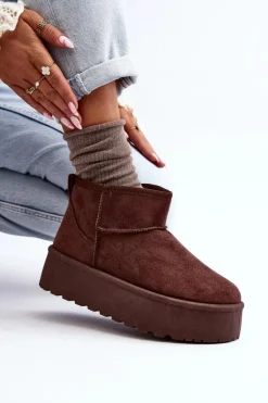 Zamszowe Śniegowce Na Platformie Brązowe Corcoran