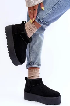 Zamszowe Śniegowce Na Platformie Czarne Corcoran