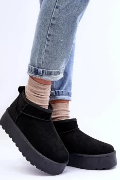 Zamszowe Śniegowce Na Platformie Czarne Corcoran