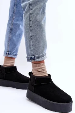 Zamszowe Śniegowce Na Platformie Czarne Corcoran