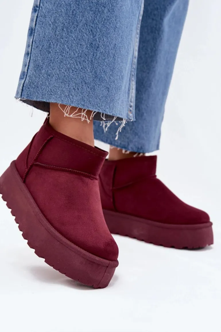 Zamszowe Śniegowce Na Platformie Bordowe Corcoran