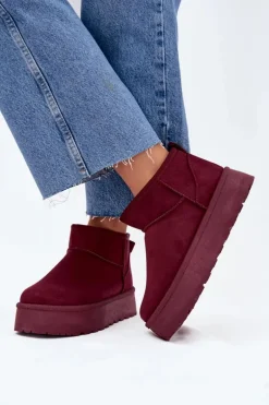 Zamszowe Śniegowce Na Platformie Bordowe Corcoran