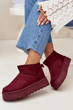 Zamszowe Śniegowce Na Platformie Bordowe Corcoran