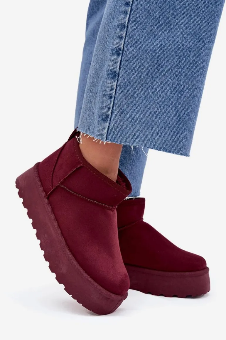 Zamszowe Śniegowce Na Platformie Bordowe Corcoran