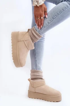 Zamszowe Śniegowce Na Platformie Jasnobeżowe Corcoran