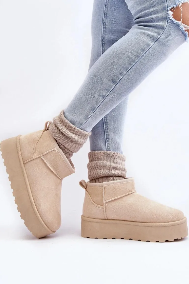 Zamszowe Śniegowce Na Platformie Jasnobeżowe Corcoran