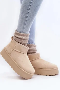 Zamszowe Śniegowce Na Platformie Jasnobeżowe Corcoran