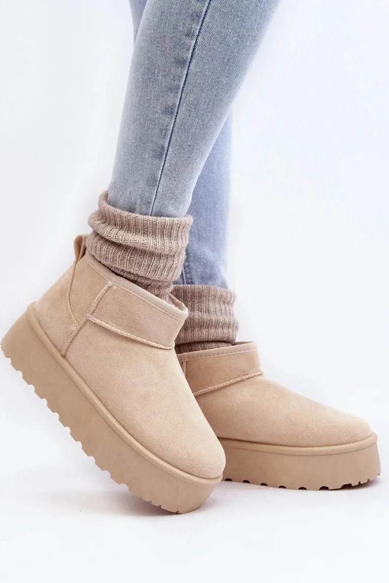 Zamszowe Śniegowce Na Platformie Jasnobeżowe Corcoran