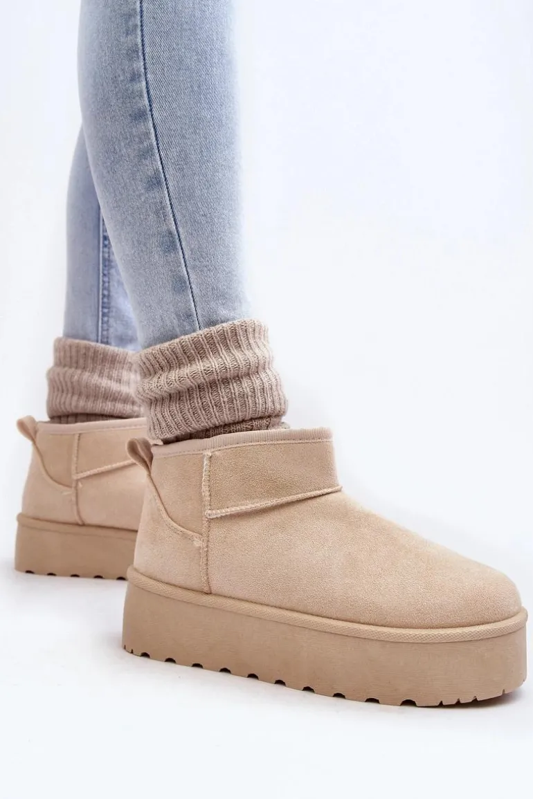 Zamszowe Śniegowce Na Platformie Jasnobeżowe Corcoran