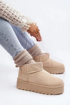 Zamszowe Śniegowce Na Platformie Jasnobeżowe Corcoran