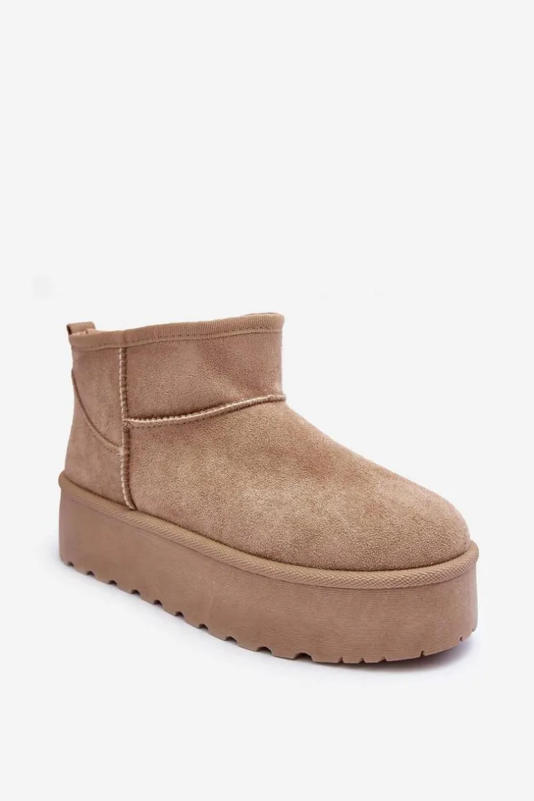 Zamszowe Śniegowce Na Platformie Beżowe Corcoran