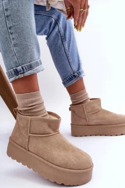 Zamszowe Śniegowce Na Platformie Beżowe Corcoran