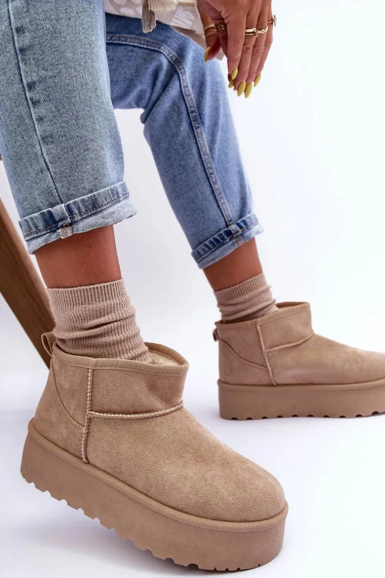 Zamszowe Śniegowce Na Platformie Beżowe Corcoran