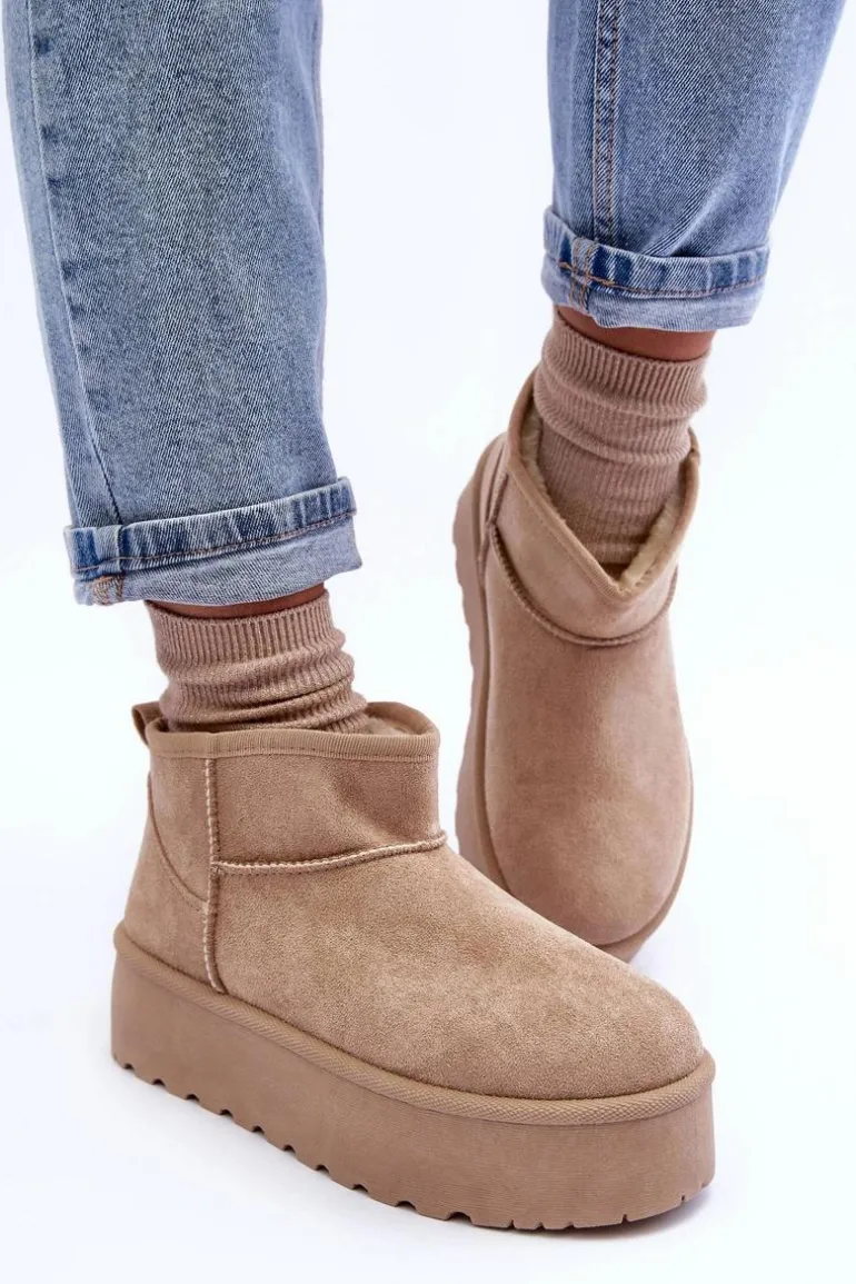 Zamszowe Śniegowce Na Platformie Beżowe Corcoran