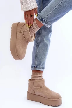 Zamszowe Śniegowce Na Platformie Beżowe Corcoran