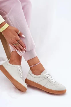 Zamszowe Niskie Sneakersy Damskie Szare Paliana