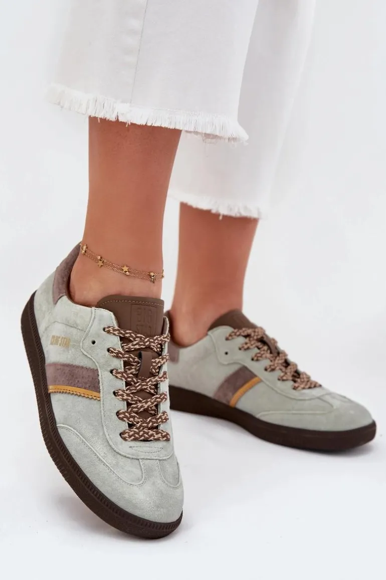 Zamszowe Niskie Sneakersy Damskie Big Star SS274678 HI-POLY SYSTEM Miętowe