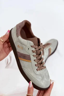 Zamszowe Niskie Sneakersy Damskie Big Star SS274678 HI-POLY SYSTEM Miętowe