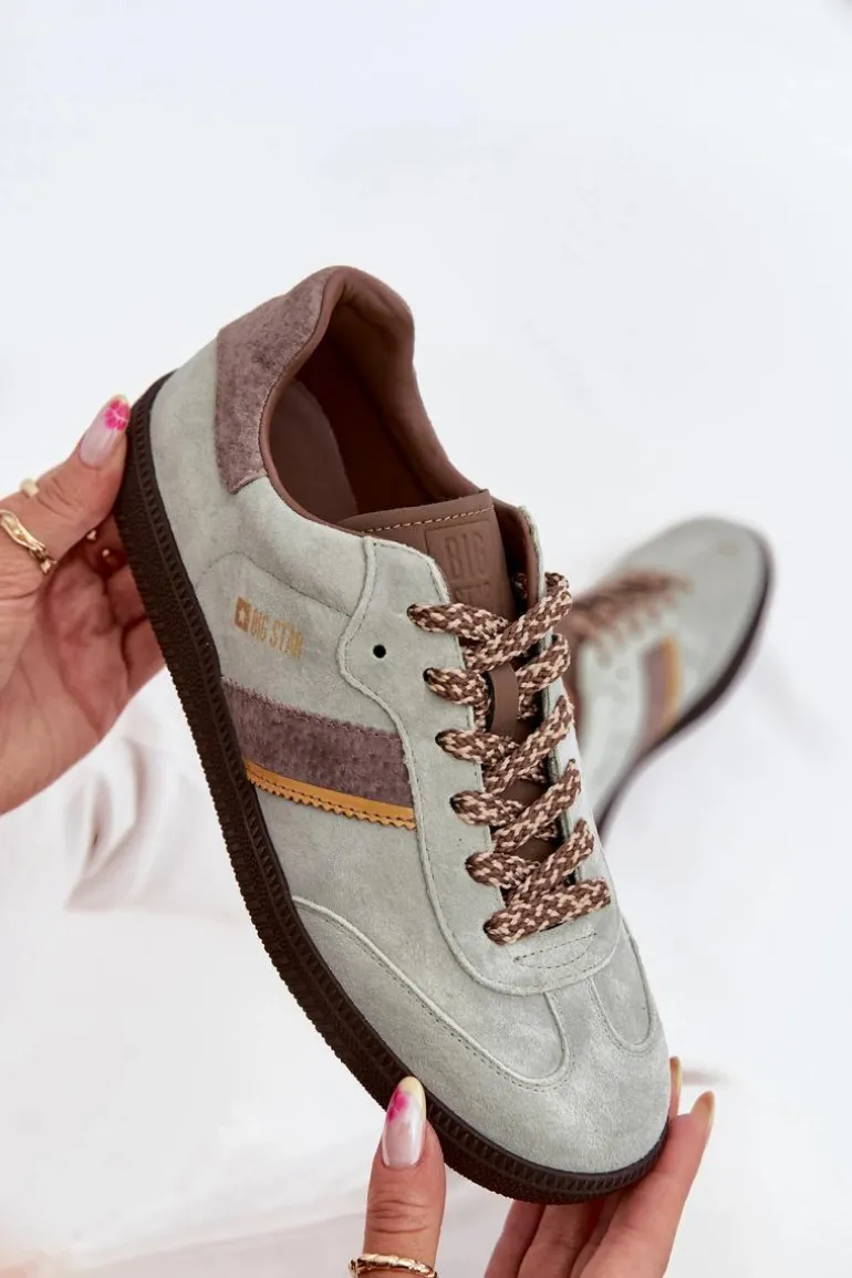 Zamszowe Niskie Sneakersy Damskie Big Star SS274678 HI-POLY SYSTEM Miętowe