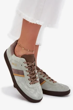 Zamszowe Niskie Sneakersy Damskie Big Star SS274678 HI-POLY SYSTEM Miętowe