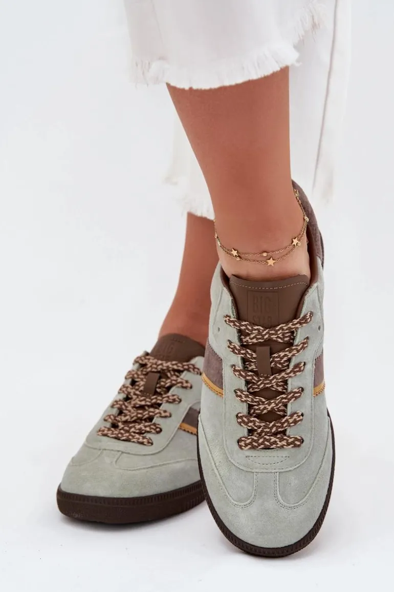 Zamszowe Niskie Sneakersy Damskie Big Star SS274678 HI-POLY SYSTEM Miętowe