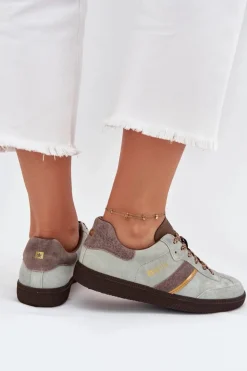 Zamszowe Niskie Sneakersy Damskie Big Star SS274678 HI-POLY SYSTEM Miętowe