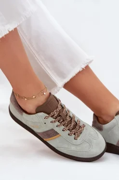 Zamszowe Niskie Sneakersy Damskie Big Star SS274678 HI-POLY SYSTEM Miętowe