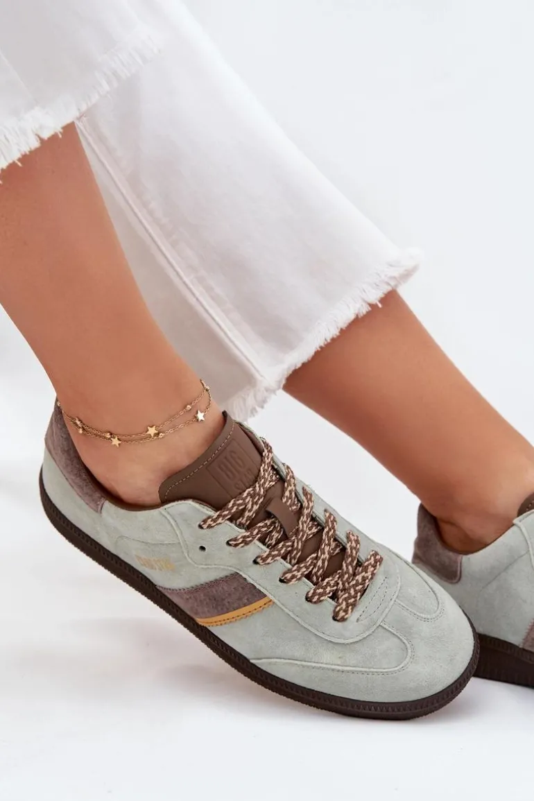 Zamszowe Niskie Sneakersy Damskie Big Star SS274678 HI-POLY SYSTEM Miętowe