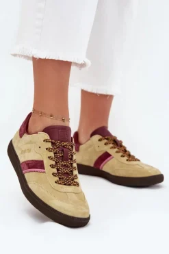 Zamszowe Niskie Sneakersy Damskie Big Star SS274680 HI-POLY SYSTEM Limonkowe