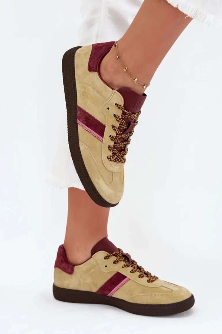 Zamszowe Niskie Sneakersy Damskie Big Star SS274680 HI-POLY SYSTEM Limonkowe