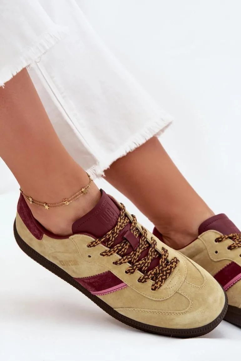 Zamszowe Niskie Sneakersy Damskie Big Star SS274680 HI-POLY SYSTEM Limonkowe