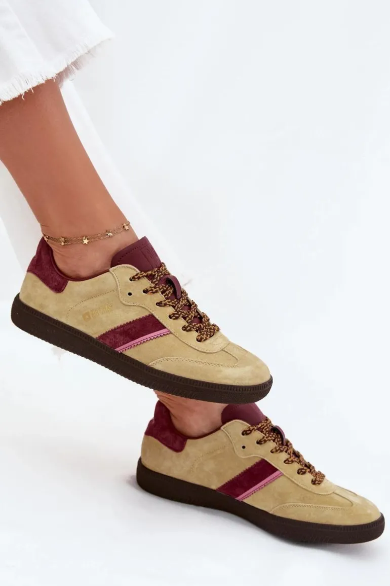 Zamszowe Niskie Sneakersy Damskie Big Star SS274680 HI-POLY SYSTEM Limonkowe