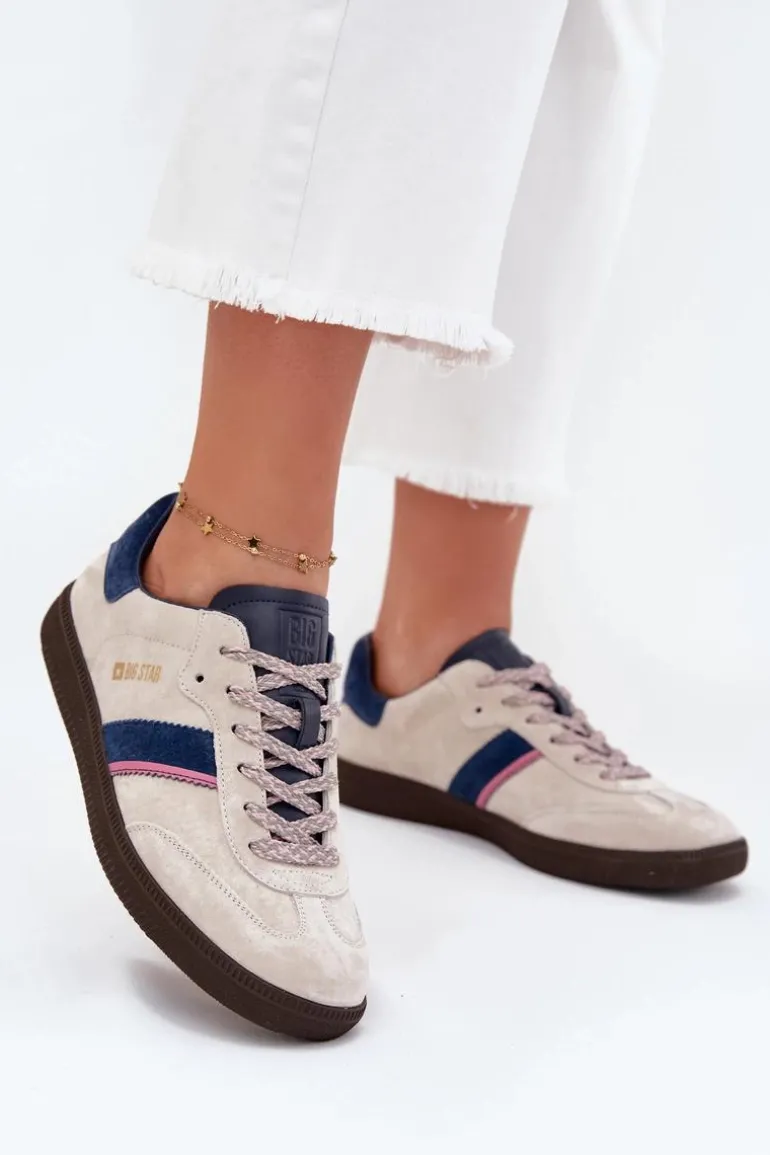 Zamszowe Niskie Sneakersy Damskie Big Star SS274679 HI-POLY SYSTEM Szare