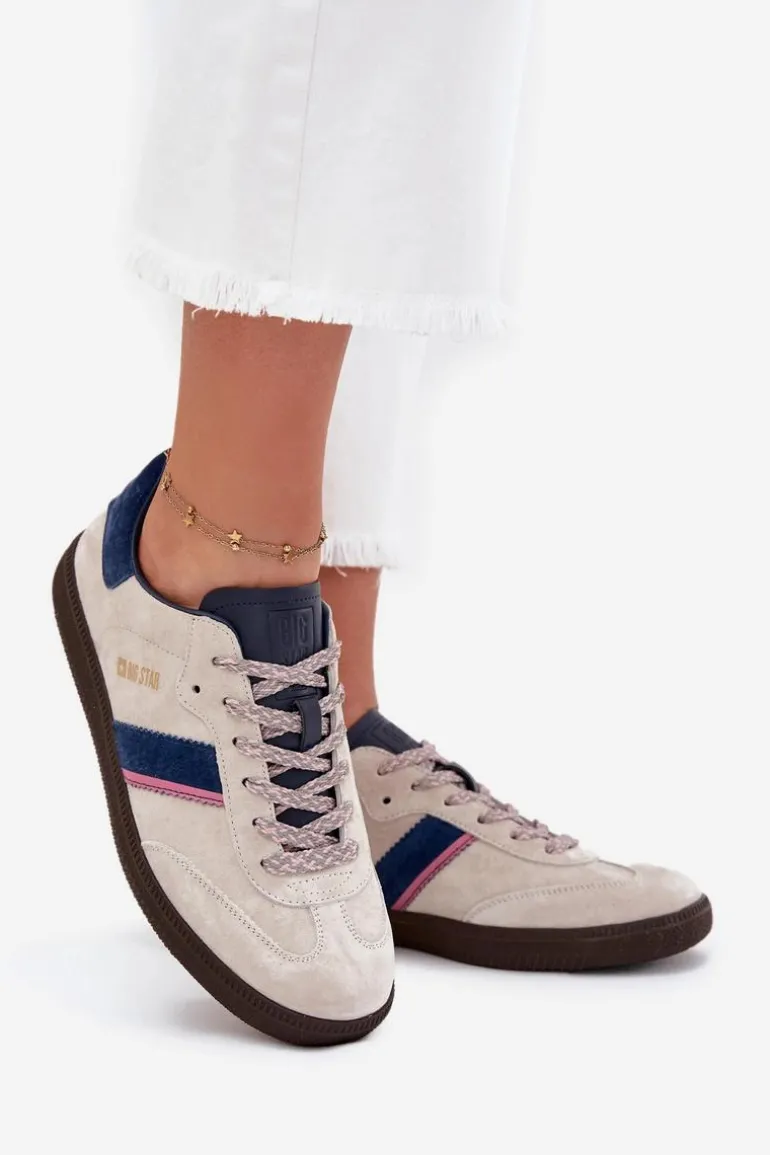 Zamszowe Niskie Sneakersy Damskie Big Star SS274679 HI-POLY SYSTEM Szare