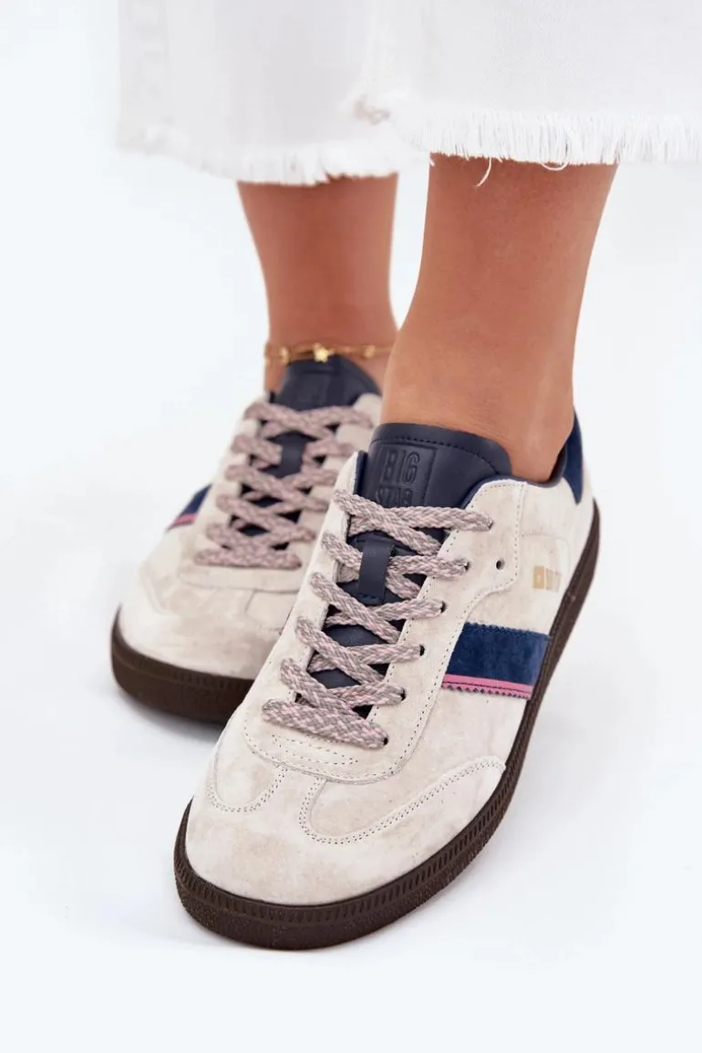 Zamszowe Niskie Sneakersy Damskie Big Star SS274679 HI-POLY SYSTEM Szare