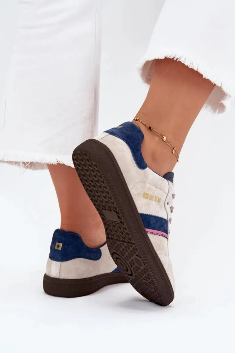 Zamszowe Niskie Sneakersy Damskie Big Star SS274679 HI-POLY SYSTEM Szare