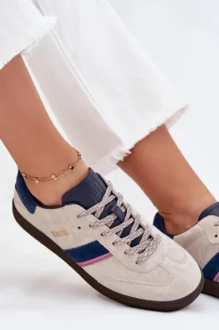 Zamszowe Niskie Sneakersy Damskie Big Star SS274679 HI-POLY SYSTEM Szare