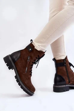 Zamszowe Ocieplane Botki Laura Messi 2508 Brązowe