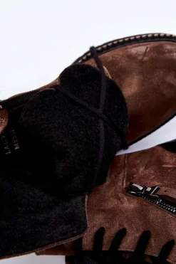 Zamszowe Ocieplane Botki Laura Messi 2508 Brązowe