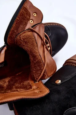 Zamszowe Ocieplane Botki Trapery Czarne Alette