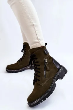 Zamszowe Ocieplane Botki Laura Messi 2508 Zielone