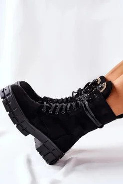 Zamszowe Ocieplane Workery Z Kamieniami Czarne Hadley