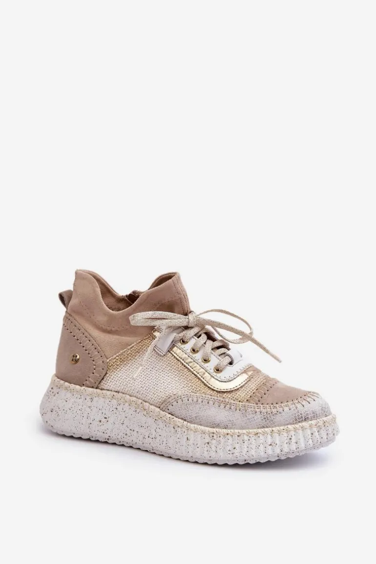 Zamszowe Półbuty Damskie Maciejka 06405-04 Beżowe