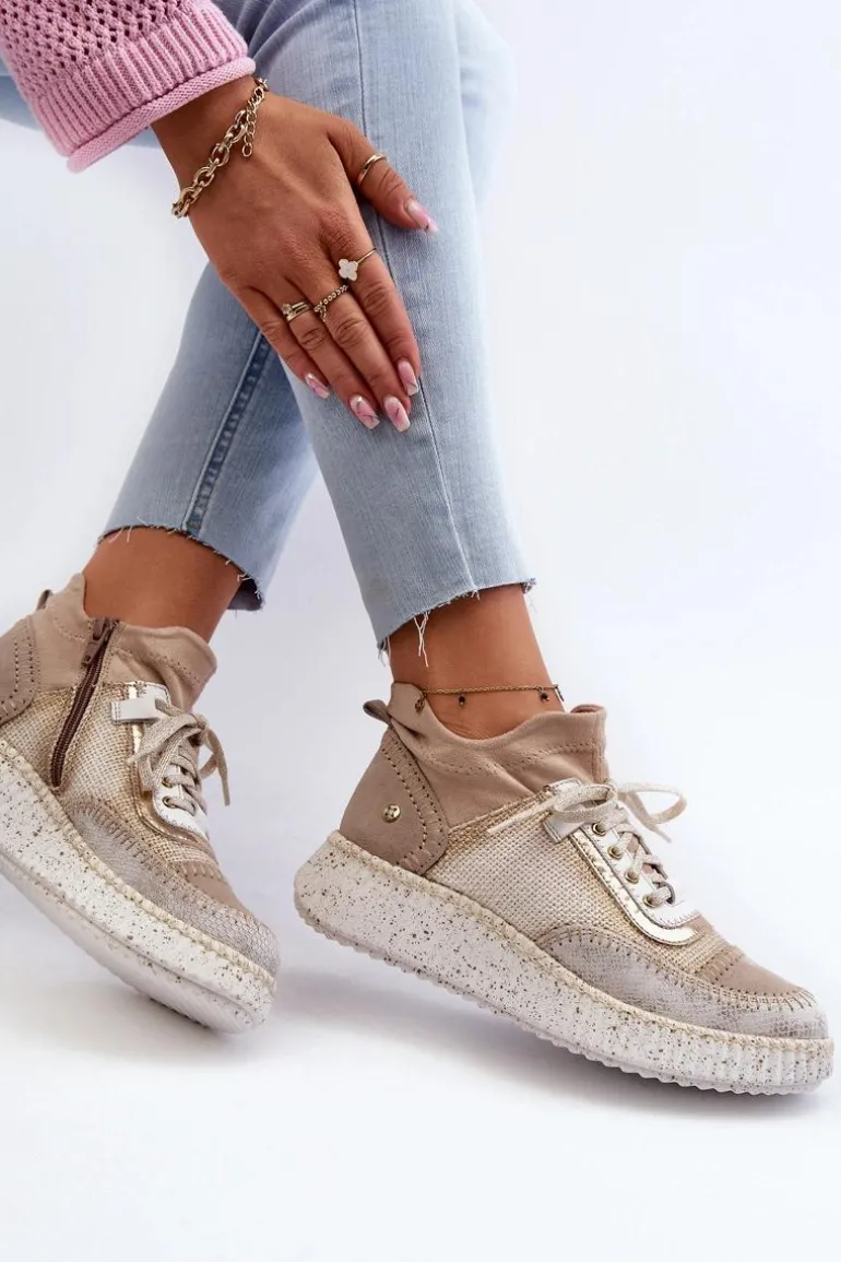 Zamszowe Półbuty Damskie Maciejka 06405-04 Beżowe