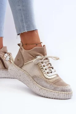 Zamszowe Półbuty Damskie Maciejka 06405-04 Beżowe