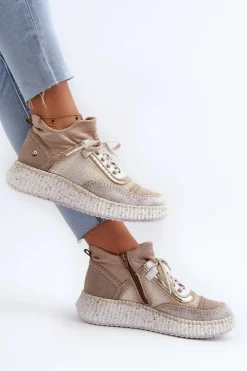 Zamszowe Półbuty Damskie Maciejka 06405-04 Beżowe